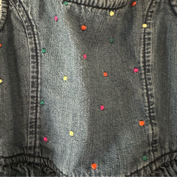 Guess jeans denim embroidered dots tiered dress - Picture 4 of 5